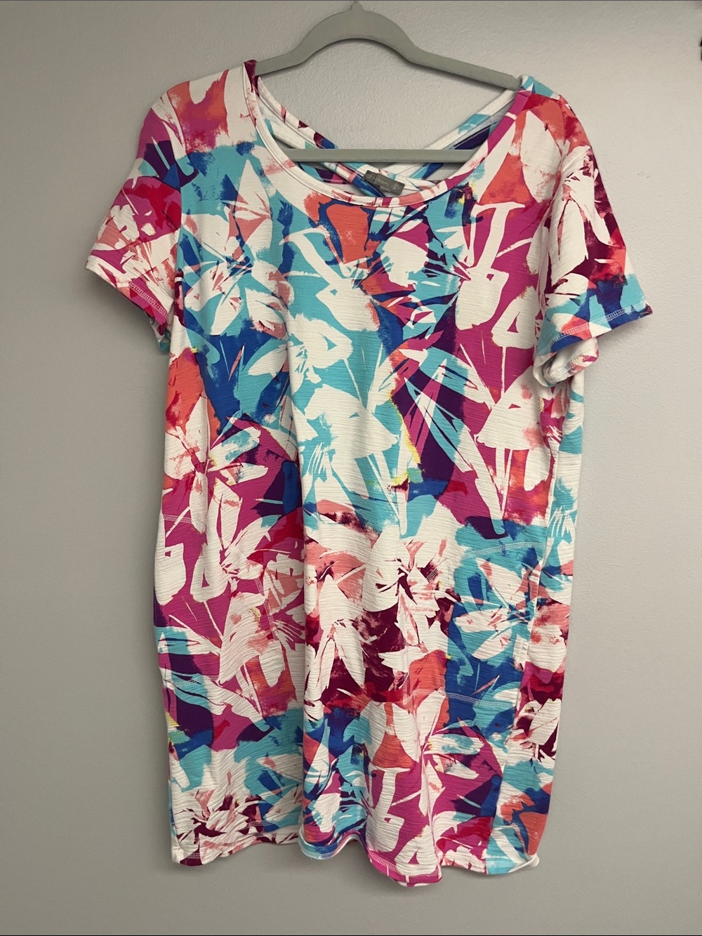 Talbots Multicolor Floral Abstract Short Sleeve Dress